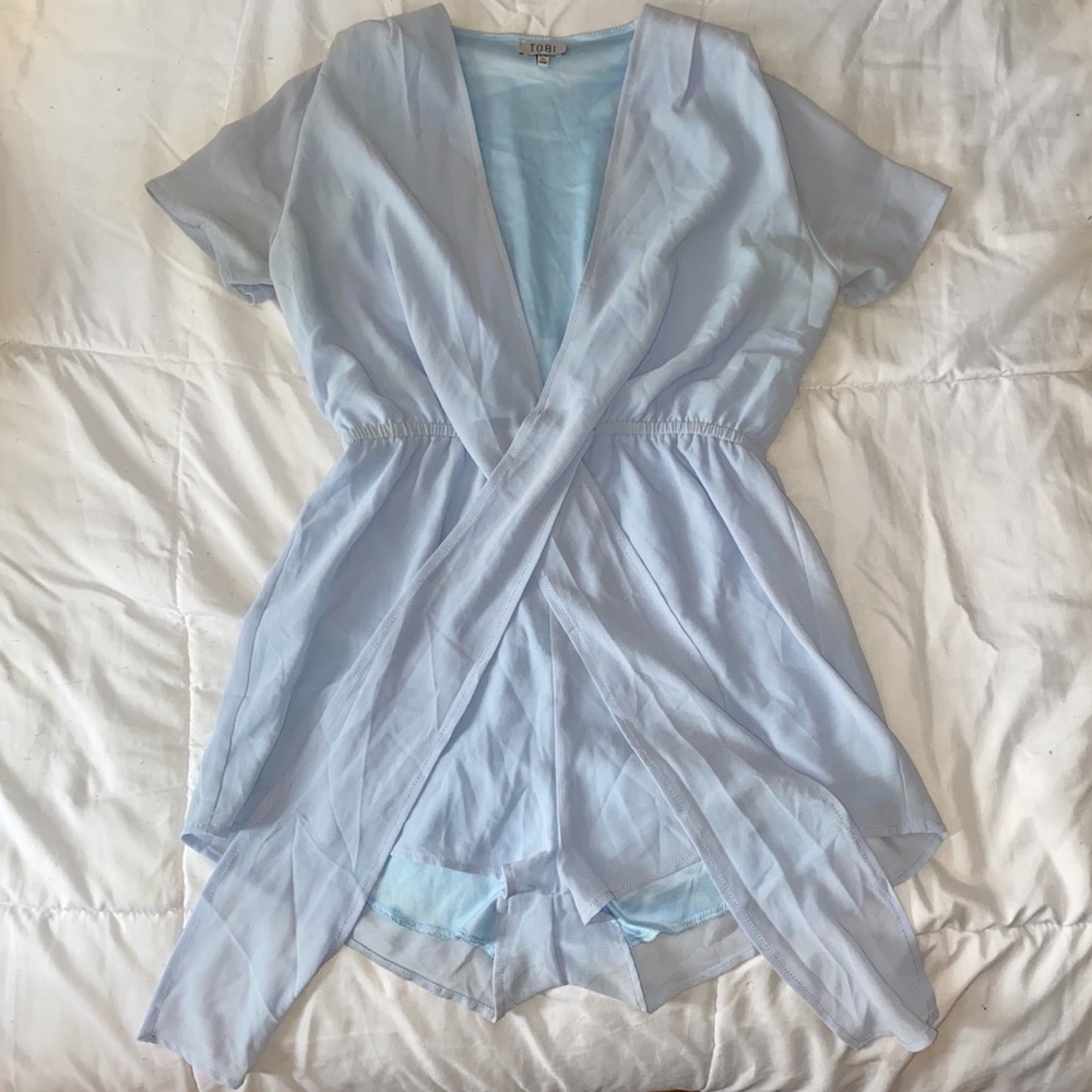 TOBI light blue romper —size Medium—